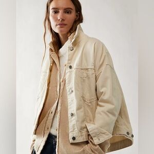 Free People We The Free Opal Swing Denim Jacket in Bright Ecru